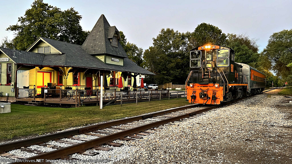 Now that it's almost dark, we can see the depot.